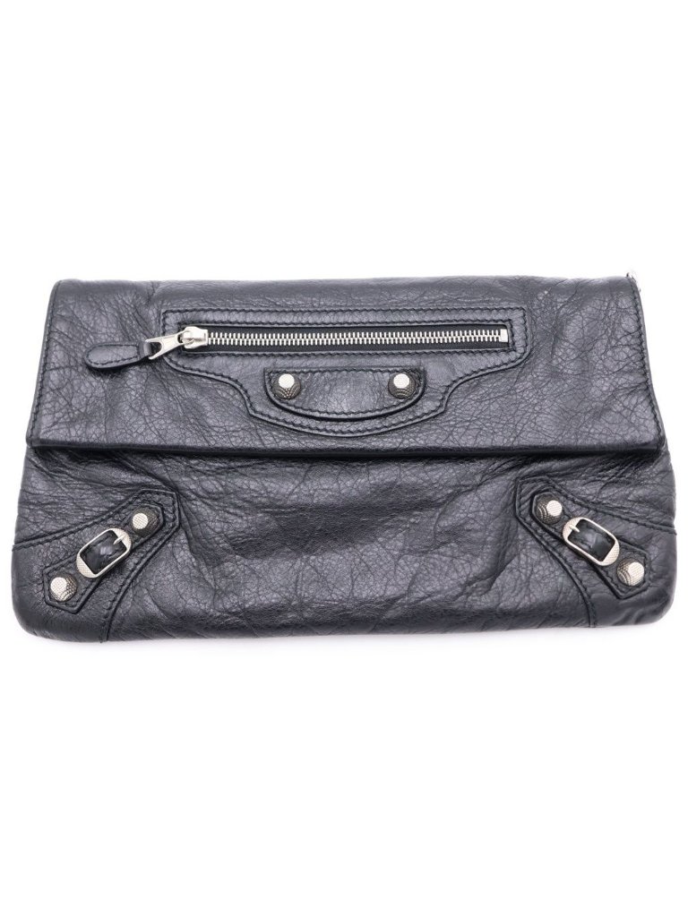 Balenciaga Giant Envelope Leather Clutch Secondbag Black
